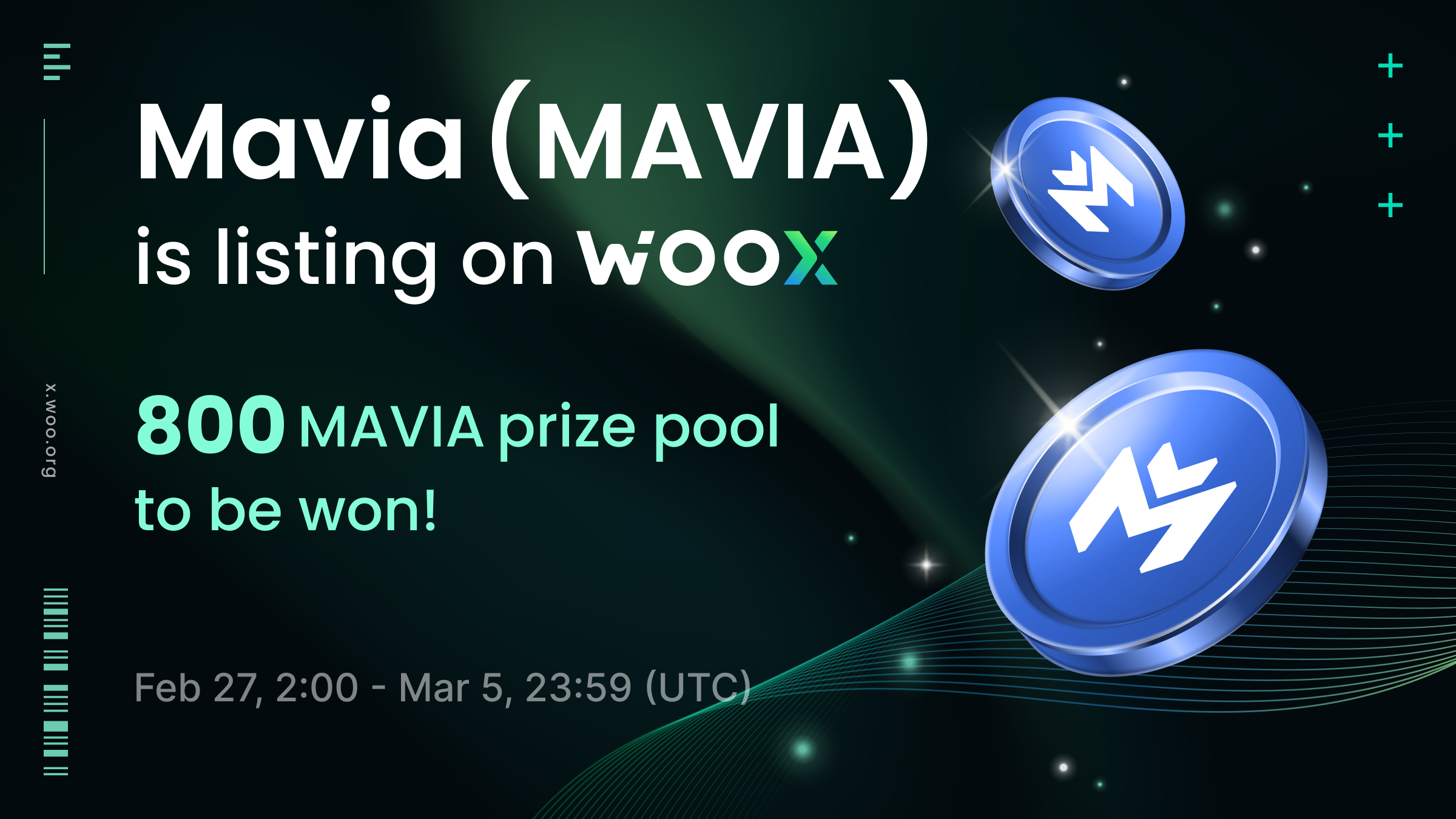 New Listing: MAVIA on WOO X - Trade and share a 800 MAVIA prize pool + a Mavia Land NFT!