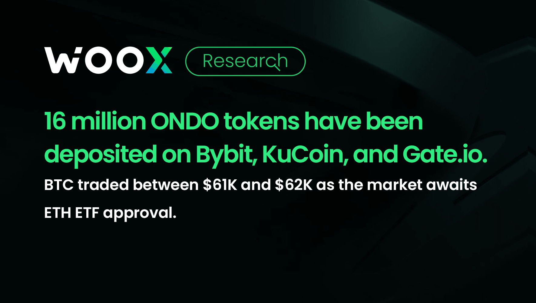16 million ONDO tokens have been deposited on Bybit, KuCoin, and Gate.io