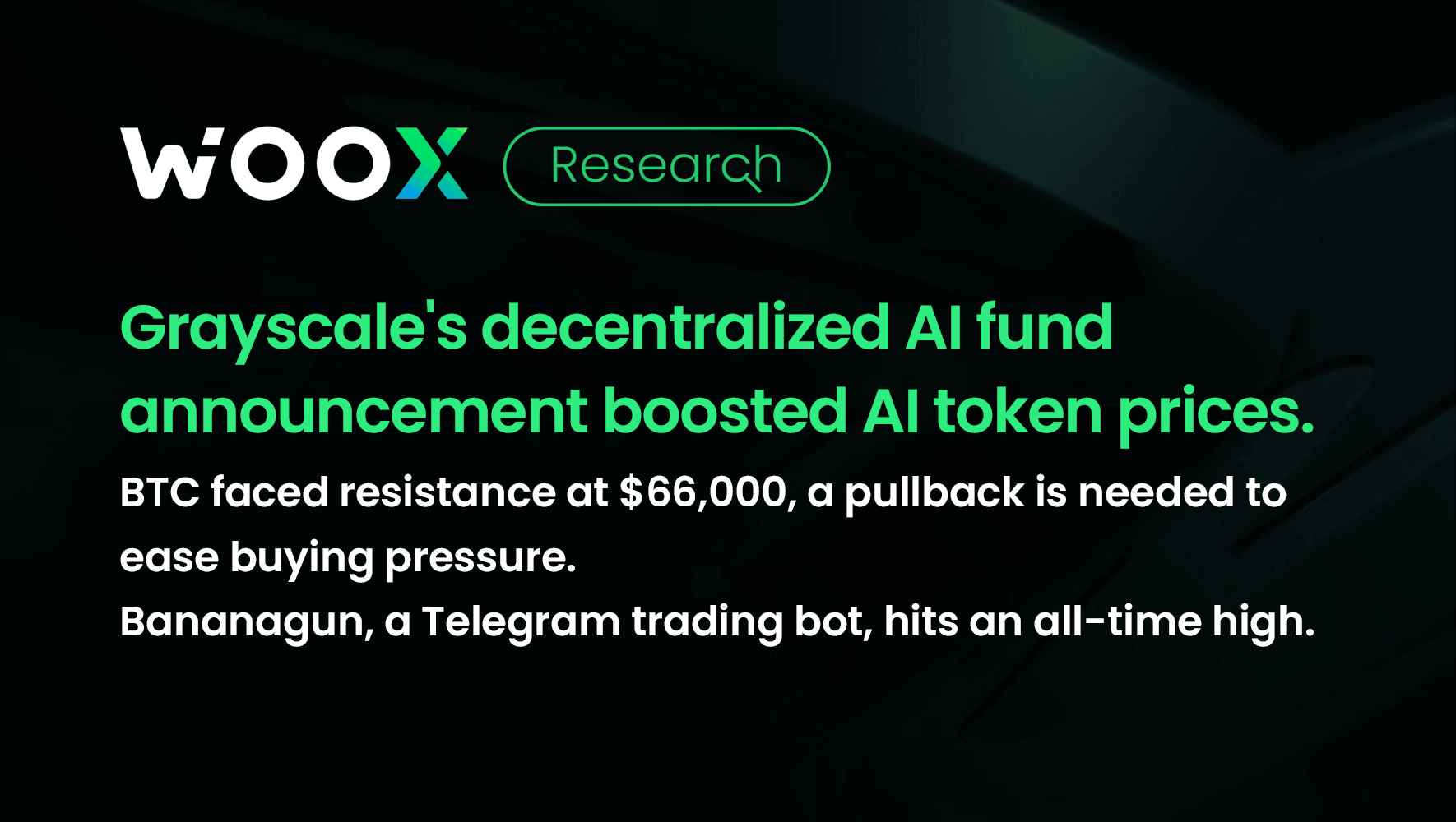 Grayscale's decentralized AI fund announcement boosted AI token prices.