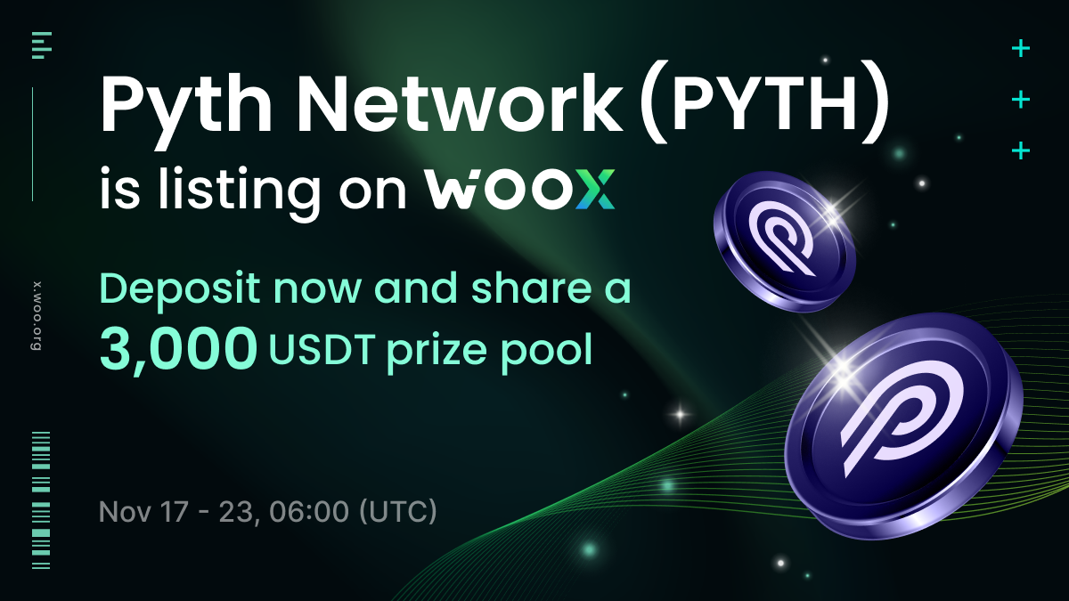 Pyth Network (PYTH) Listing on WOO X - Deposit and share a $3,000 PYTH prize pool!